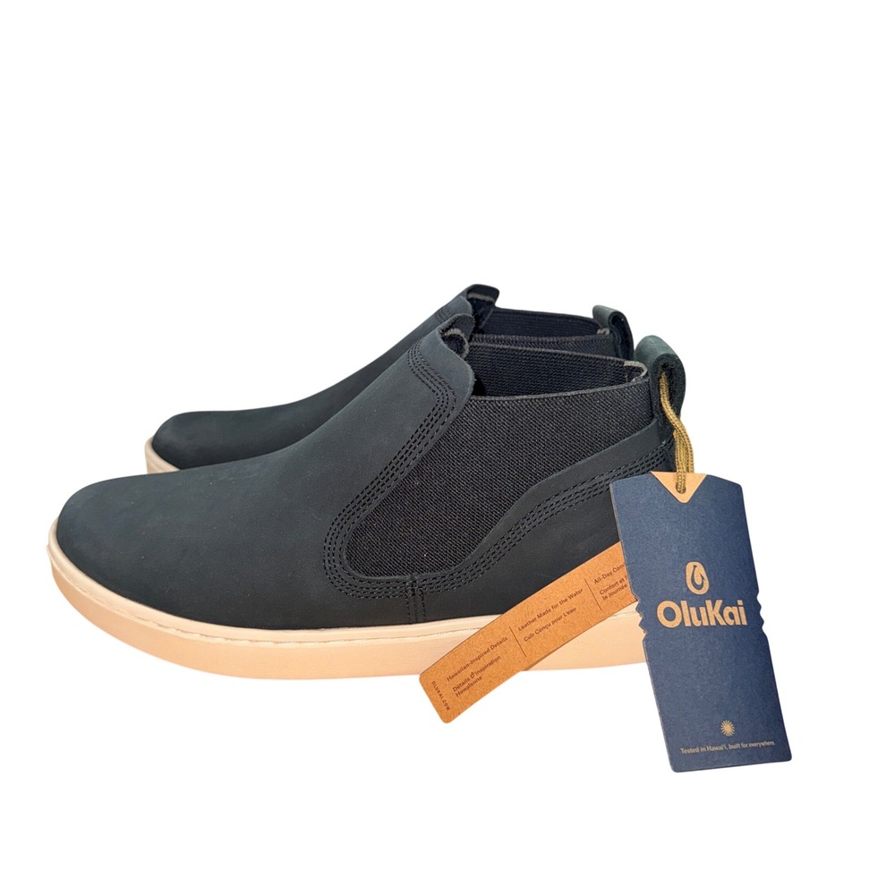 NEW OluKai Pehuea Mid Womens 8 Boots Lava Rock Waterproof Leather SlipOn Sneaker